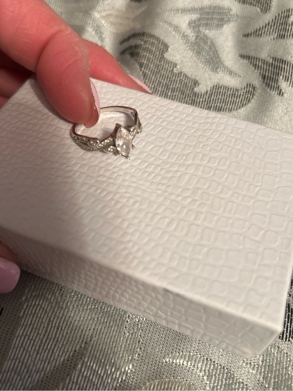 Silver Marquise Cubic Zirconia Ring - White